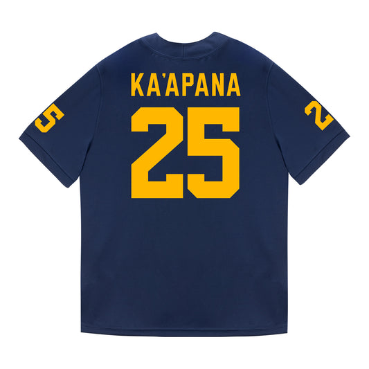 Michigan Wolverines #25 Micah Kaapana Student Athlete Blue Football Jersey - Back View
