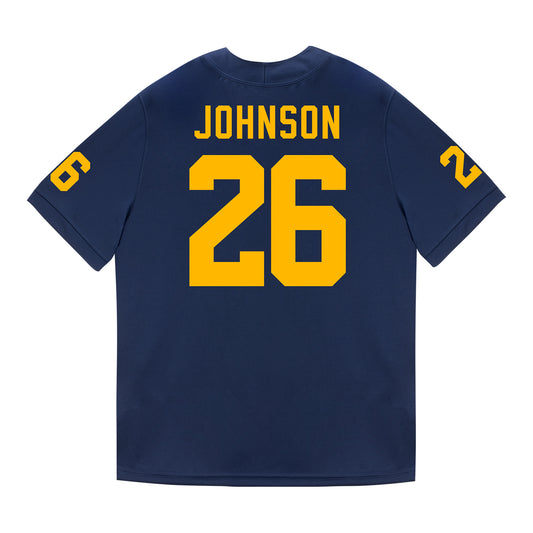 Michigan Wolverines #26 Donovan Johnson Student Athlete Blue Football Jersey - Back View