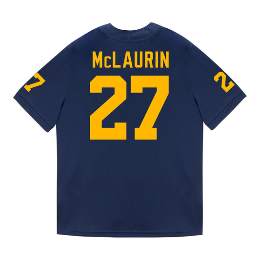 Michigan Wolverines #27 Tyler McLaurin Student Athlete Blue Football Jersey - Back View