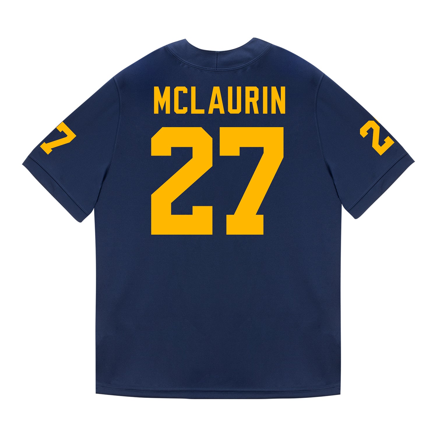 Michigan Wolverines #27 Tyler McLaurin Student Athlete Blue Football Jersey - Back View