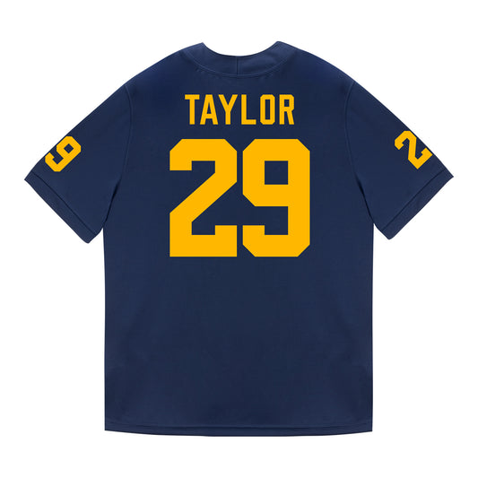 Michigan Wolverines #29 Chase Taylor Student Athlete Blue Football Jersey - Back View