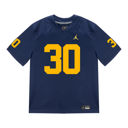 Michigan Wolverines #30 Jimmy Rolder Student Athlete Blue Football Jersey - Front View