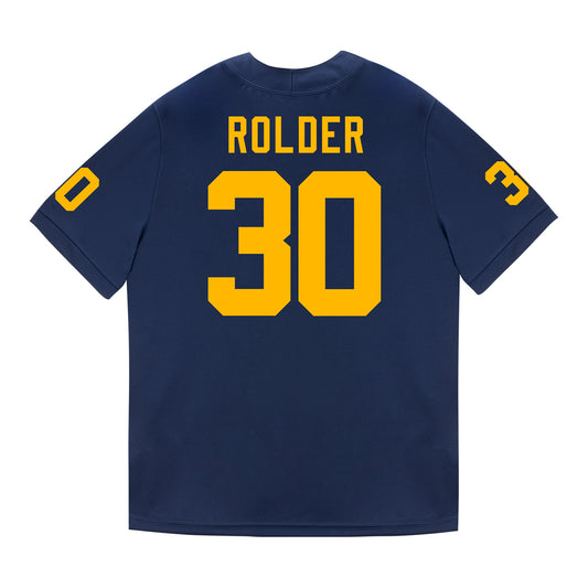 Michigan Wolverines #30 Jimmy Rolder Student Athlete Blue Football Jersey - Back View