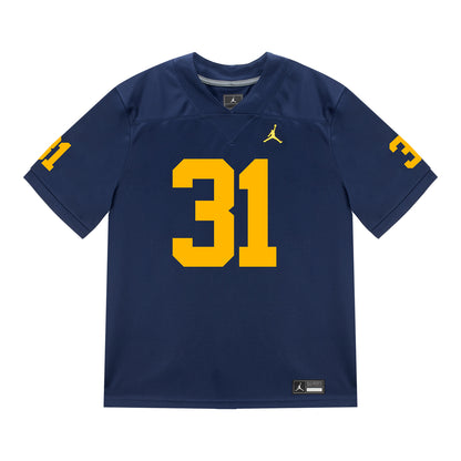 Michigan Wolverines #31 Nico Andrighetto Student Athlete Blue Football Jersey - Front View