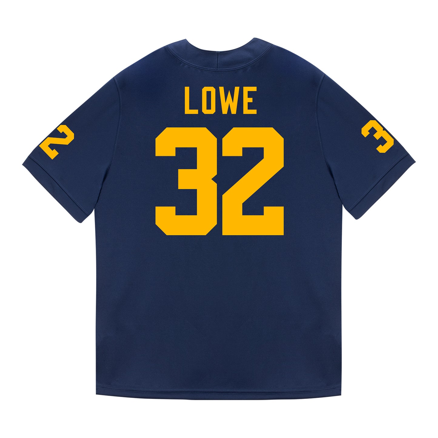 Michigan Wolverines #32 Jeremiah Lowe Student Athlete Blue Football Jersey - Back View