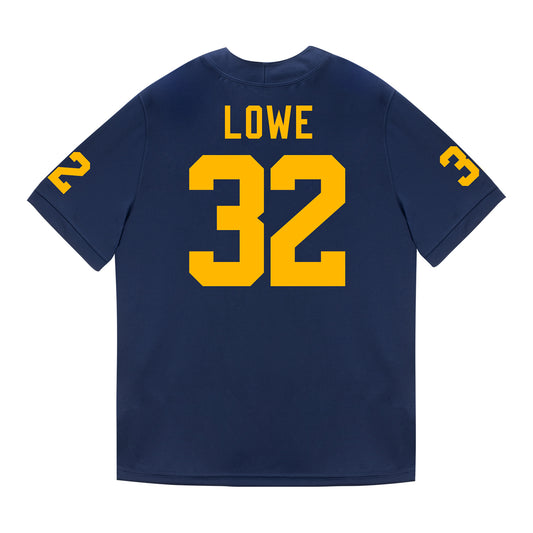 Michigan Wolverines #32 Jeremiah Lowe Student Athlete Blue Football Jersey - Back View