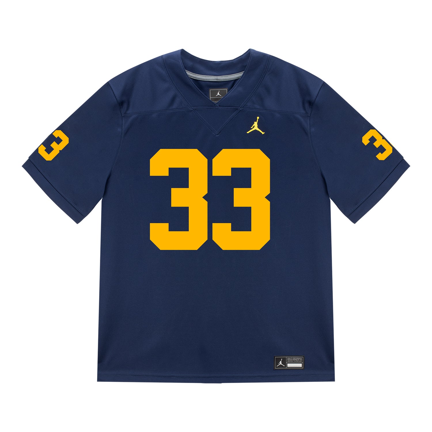 Michigan Wolverines #33 Dominic Nichols Student Athlete Blue Football Jersey - Front View