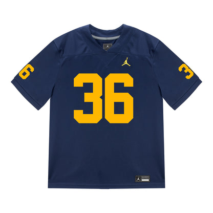 Michigan Wolverines #36 Josh Nichols Student Athlete Blue Football Jersey - Front View