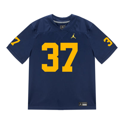 Michigan Wolverines #37 Julius Holly Student Athlete Blue Football Jersey - Front View