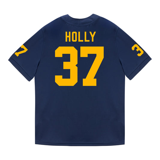 Michigan Wolverines #37 Julius Holly Student Athlete Blue Football Jersey - Back View