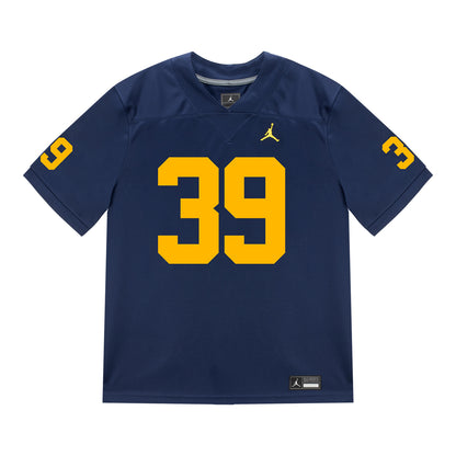Michigan Wolverines #39 Joe Taylor Student Athlete Blue Football Jersey - Front View