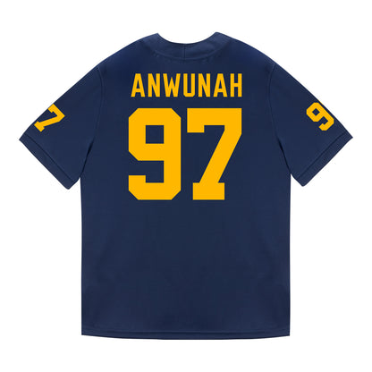 Michigan Wolverines #97 Chibi Anwunah Student Athlete Blue Football Jersey - Back View