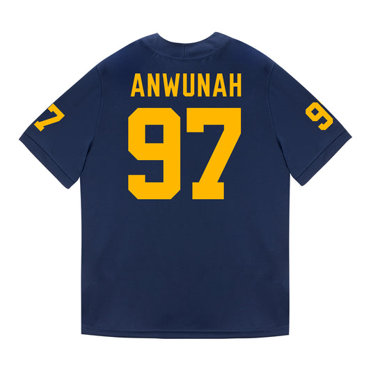 Michigan Wolverines #97 Chibi Anwunah Student Athlete Blue Football Jersey - Back View