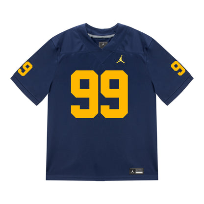 Michigan Wolverines #99 Bobby Kanka Student Athlete Blue Football Jersey - Front View