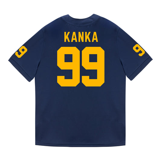 Michigan Wolverines #99 Bobby Kanka Student Athlete Blue Football Jersey - Back View