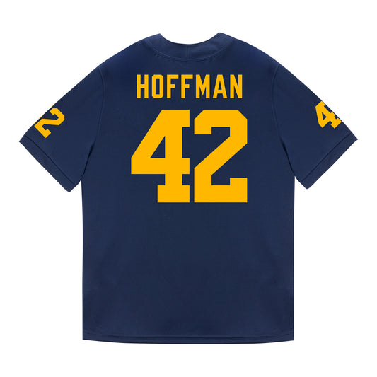 Michigan Wolverines #42 Jalen Hoffman Student Athlete Blue Football Jersey - Back View