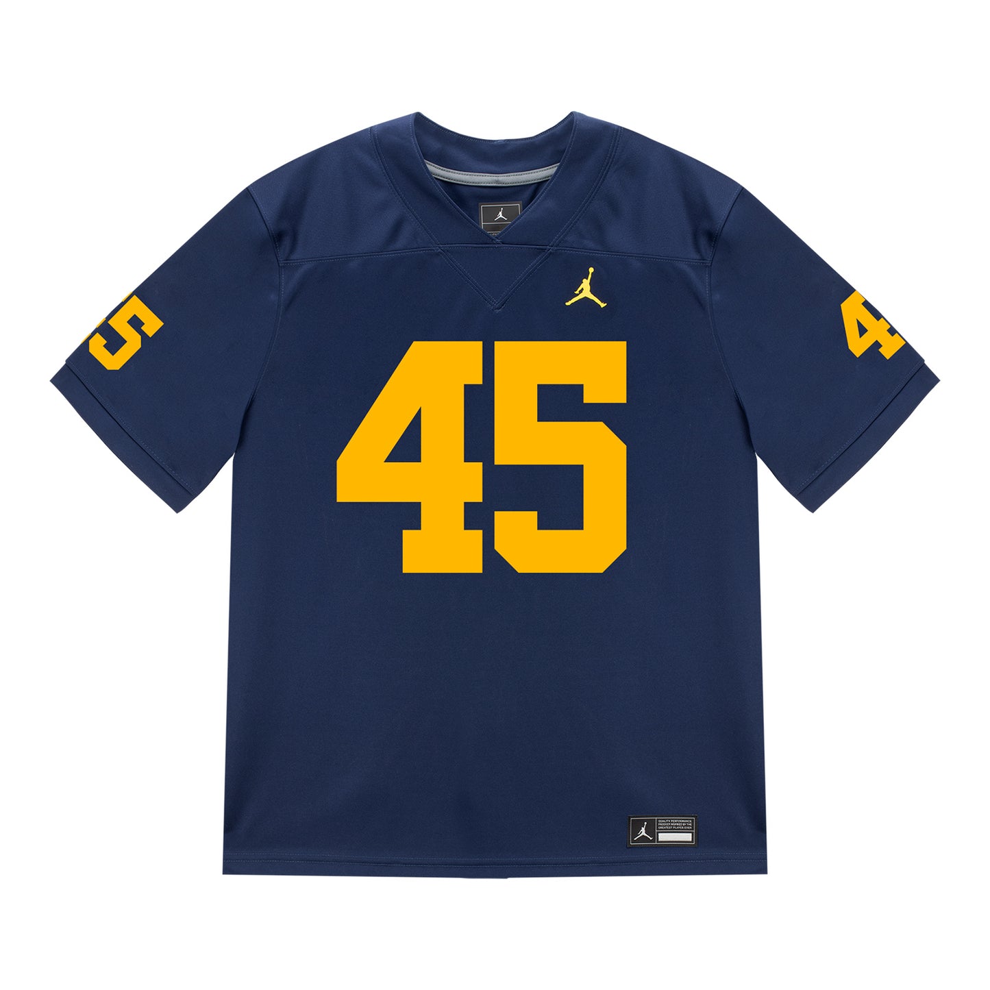 Michigan Wolverines #45 Eli Owens Student Athlete Blue Football Jersey - Front View