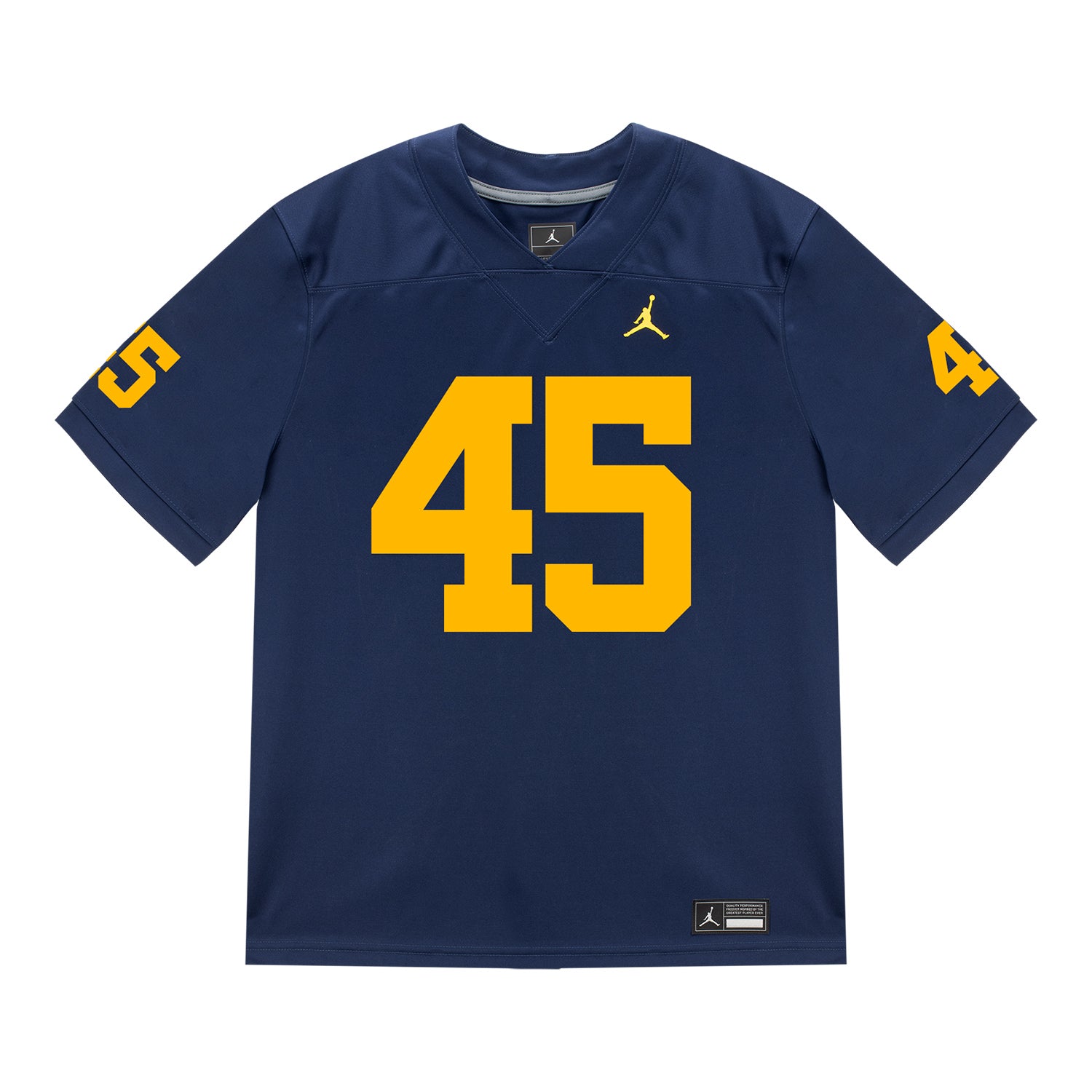 Michigan Wolverines #45 Eli Owens Student Athlete Blue Football Jersey - Front View