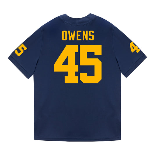Michigan Wolverines #45 Eli Owens Student Athlete Blue Football Jersey - Back View