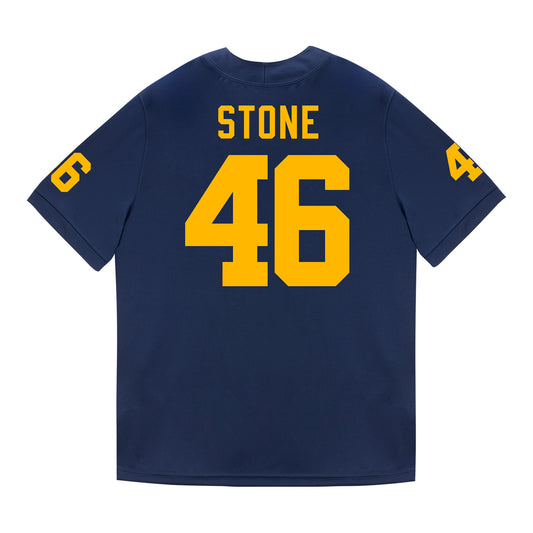 Michigan Wolverines #46 Shomari Stone Student Athlete Blue Football Jersey - Back View