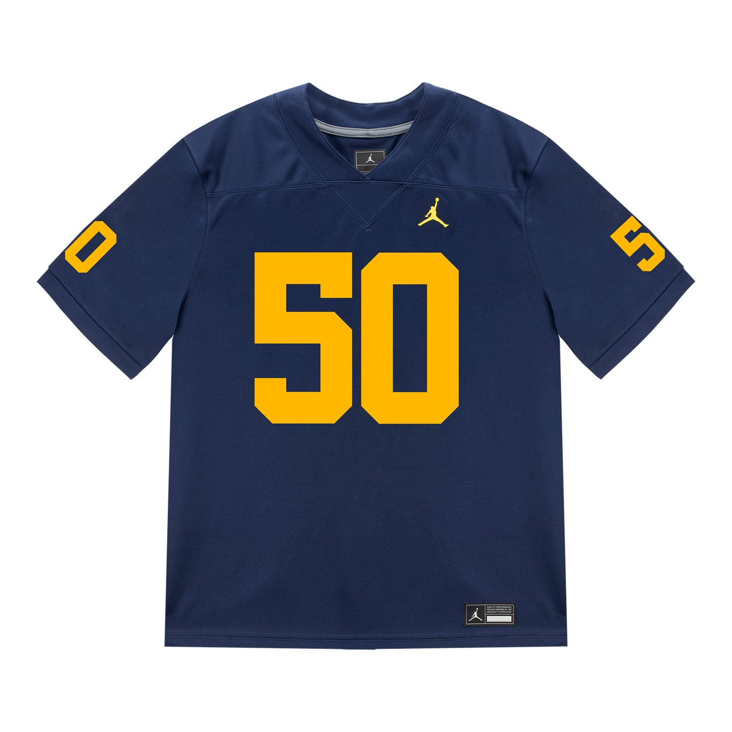 Michigan Wolverines #50 Luke Hamilton Student Athlete Blue Football Jersey - Front View