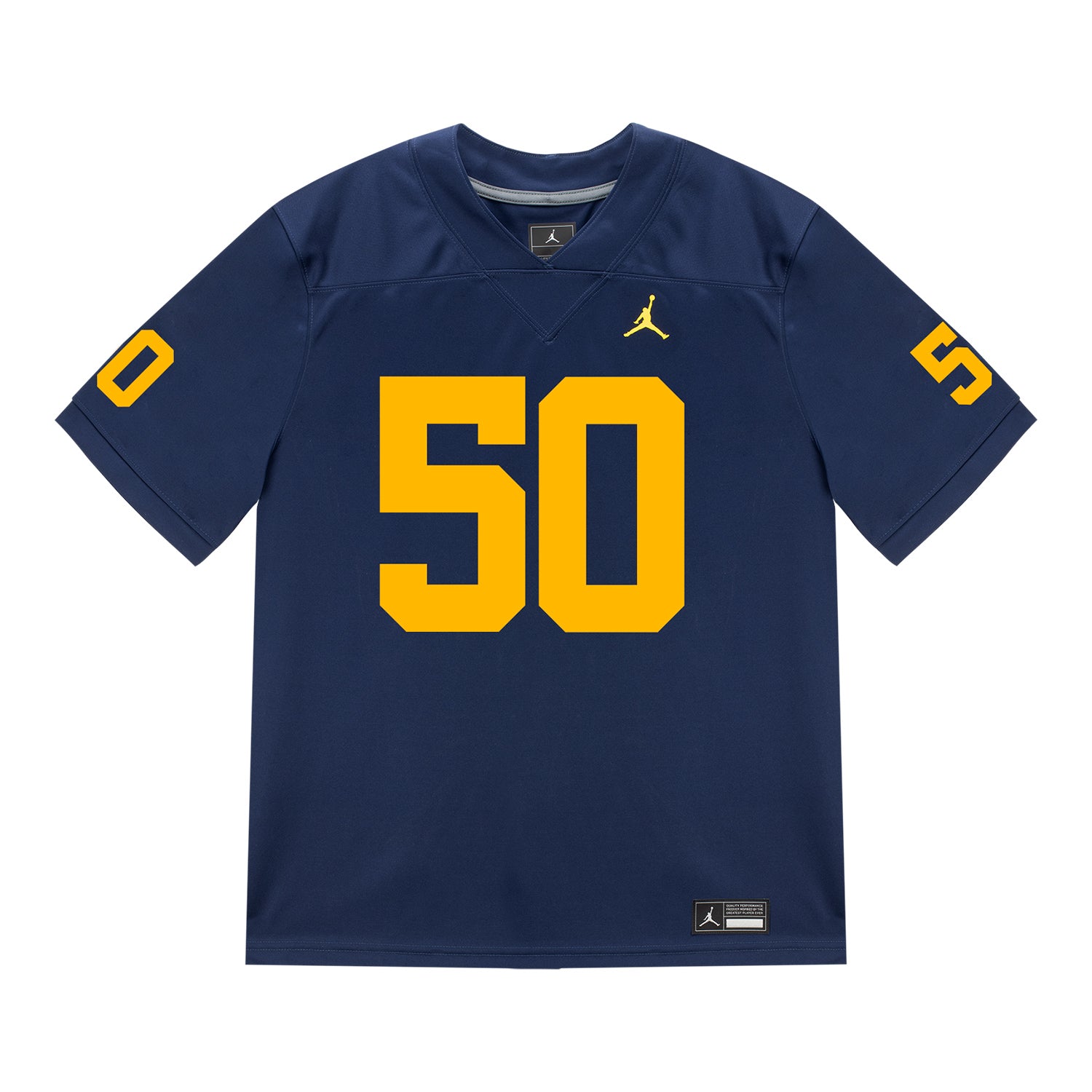 Michigan Wolverines #50 Luke Hamilton Student Athlete Blue Football Jersey - Front View