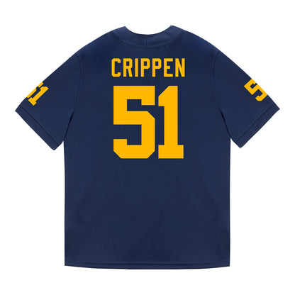 Michigan Wolverines #51 Greg Crippen Student Athlete Blue Football Jersey - Back View