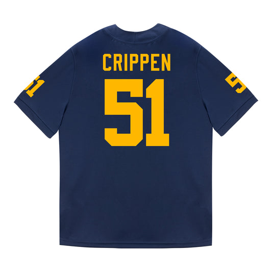 Michigan Wolverines #51 Greg Crippen Student Athlete Blue Football Jersey - Back View