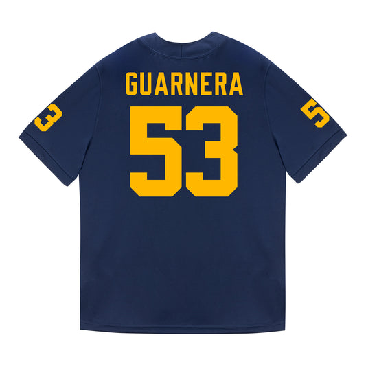 Michigan Wolverines #53 Jake Guarnera Student Athlete Blue Football Jersey - Back View