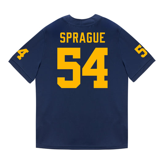 Michigan Wolverines #54 Andrew Sprague Student Athlete Blue Football Jersey - Back View