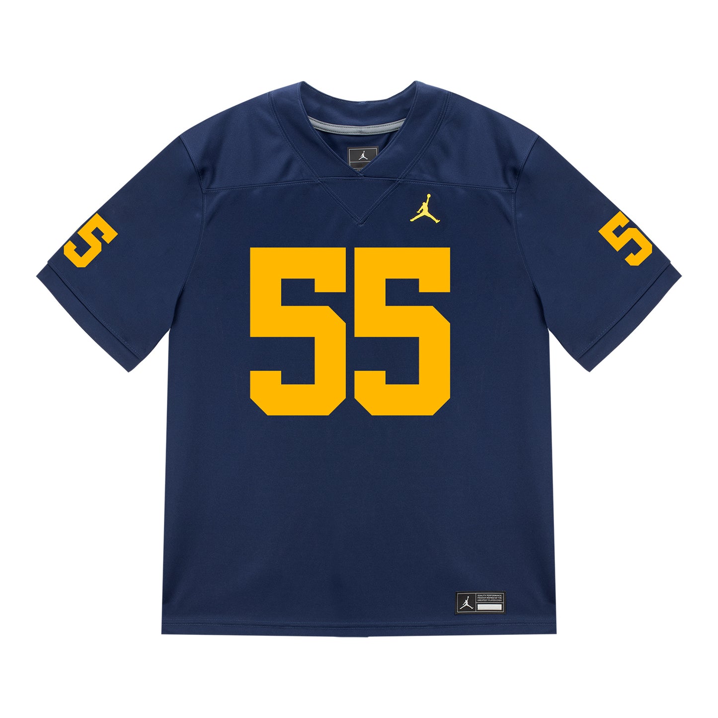Michigan Wolverines #55 Nathan Efobi Student Athlete Blue Football Jersey - Front View