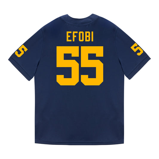 Michigan Wolverines #55 Nathan Efobi Student Athlete Blue Football Jersey - Back View