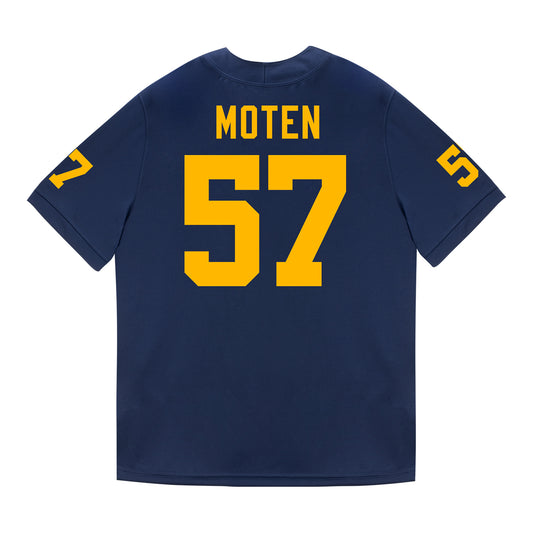 Michigan Wolverines #57 Travis Moten Student Athlete Blue Football Jersey - Back View