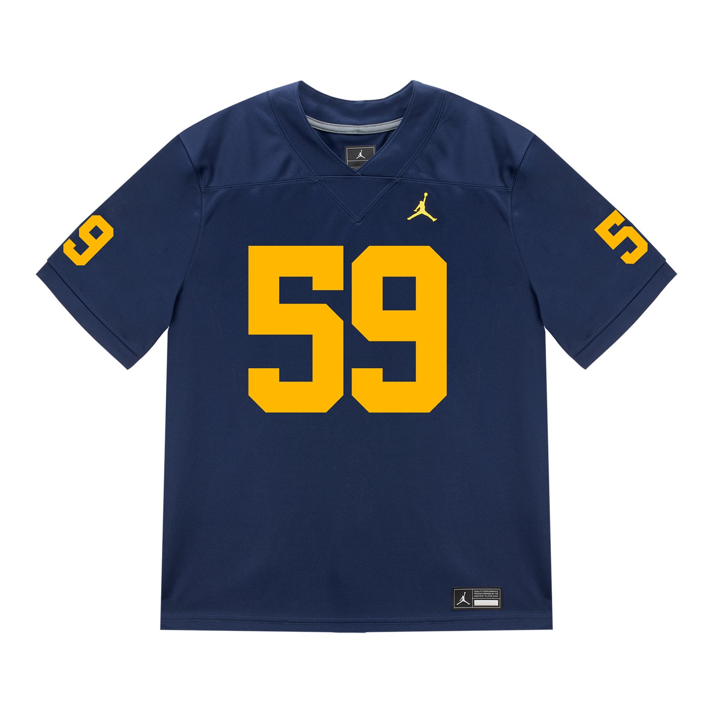 Michigan Wolverines #59 John Weidenbach Student Athlete Blue Football Jersey - Front View