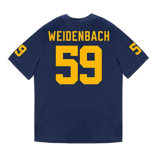 Michigan Wolverines #59 John Weidenbach Student Athlete Blue Football Jersey - Back View