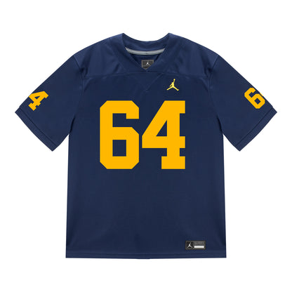 Michigan Wolverines #64 James Kavouklis Student Athlete Blue Football Jersey - Front View