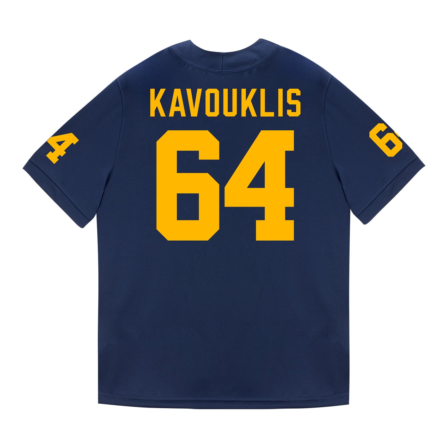Michigan Wolverines #64 James Kavouklis Student Athlete Blue Football Jersey - Back View