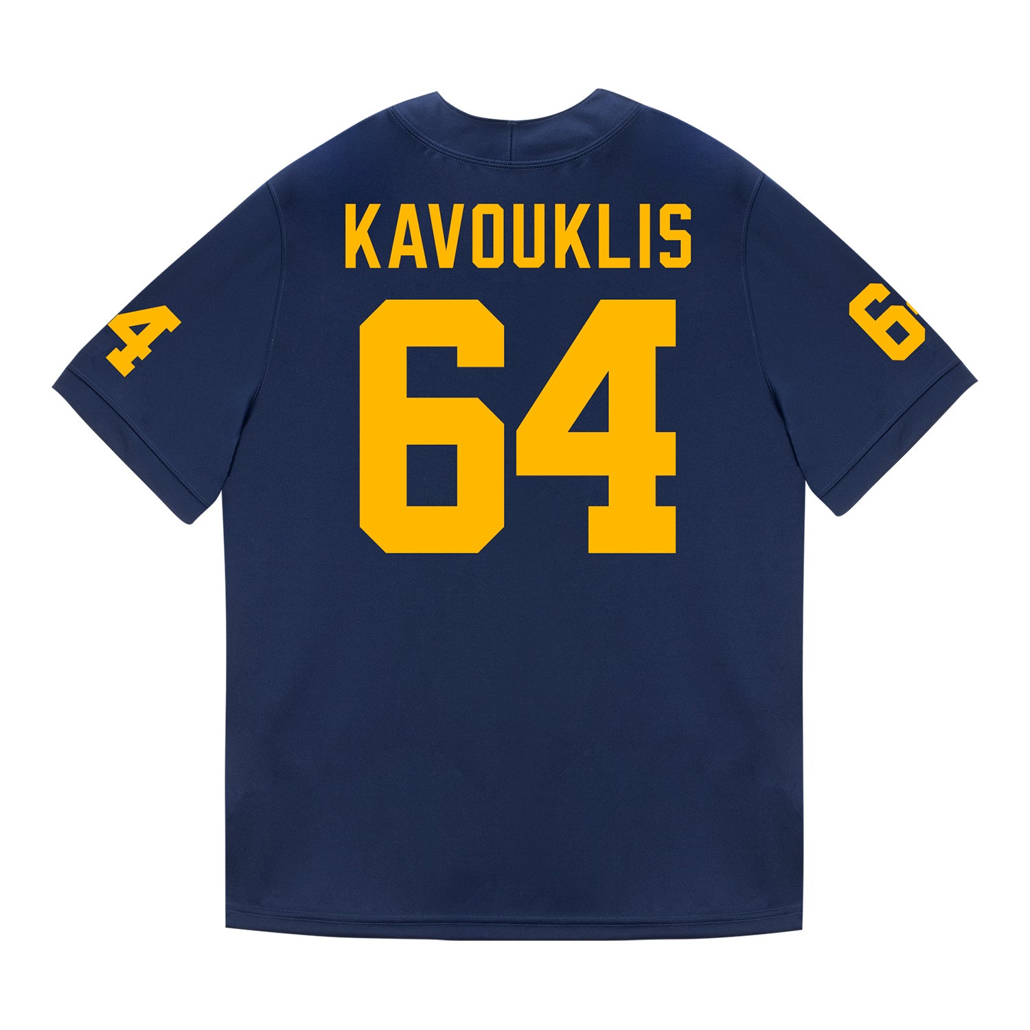 Michigan Wolverines #64 James Kavouklis Student Athlete Blue Football Jersey - Back View