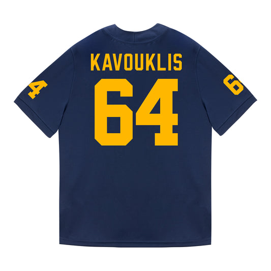 Michigan Wolverines #64 James Kavouklis Student Athlete Blue Football Jersey - Back View