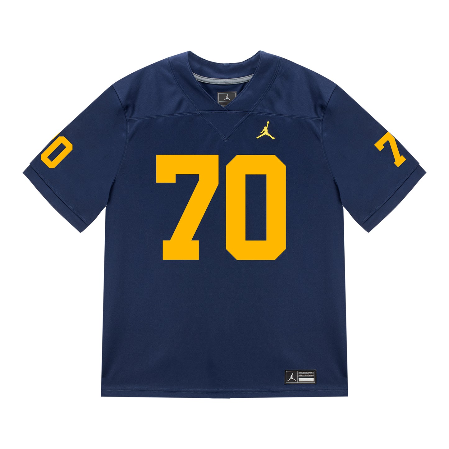 Michigan Wolverines #70 Brady Norton Student Athlete Blue Football Jersey - Front View