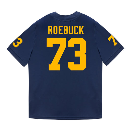 Michigan Wolverines #73 Ben Roebuck Student Athlete Blue Football Jersey - Back View