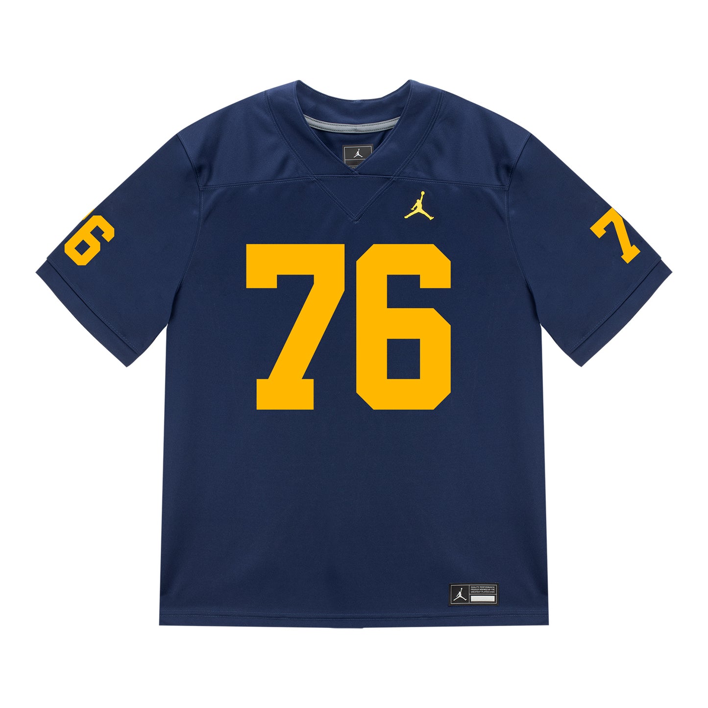 Michigan Wolverines #76 Manuel Beigel Student Athlete Blue Football Jersey - Front View