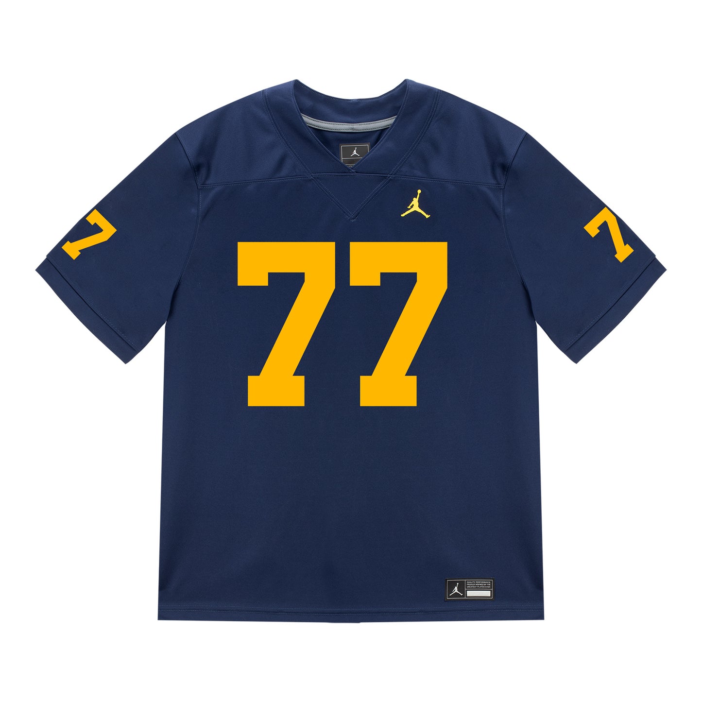 Michigan Wolverines #77 Blake Frazier Student Athlete Blue Football Jersey - Front View