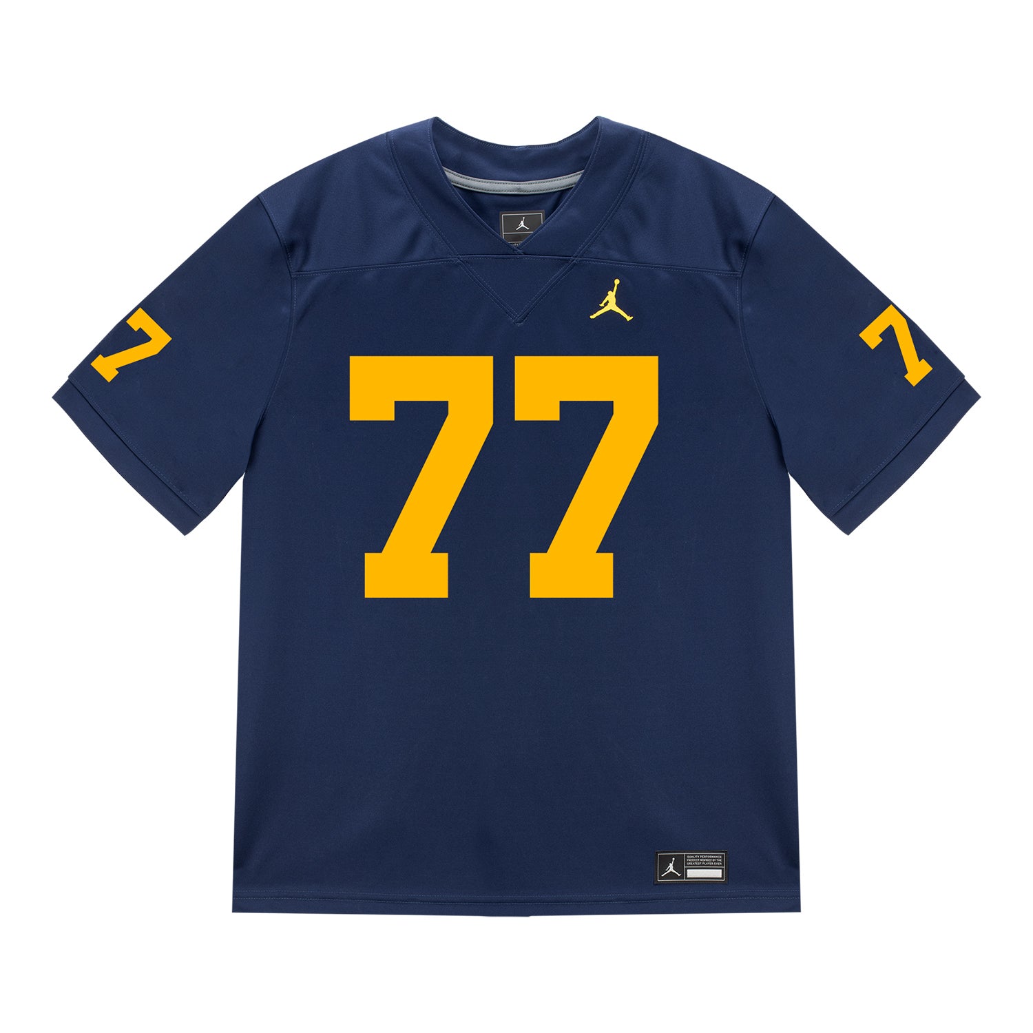 Michigan Wolverines #77 Blake Frazier Student Athlete Blue Football Jersey - Front View