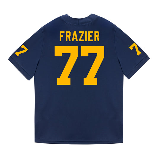 Michigan Wolverines #77 Blake Frazier Student Athlete Blue Football Jersey - Back View