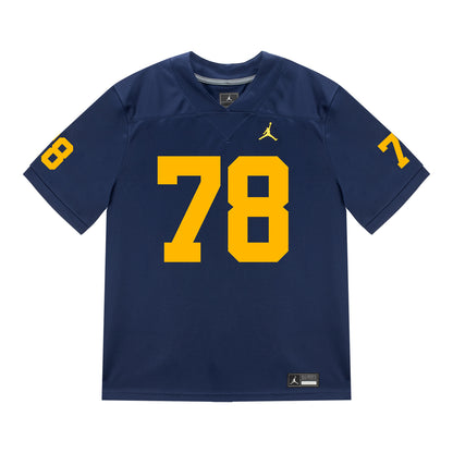 Michigan Wolverines #78 Lawrence Hattar Student Athlete Blue Football Jersey - FRont View