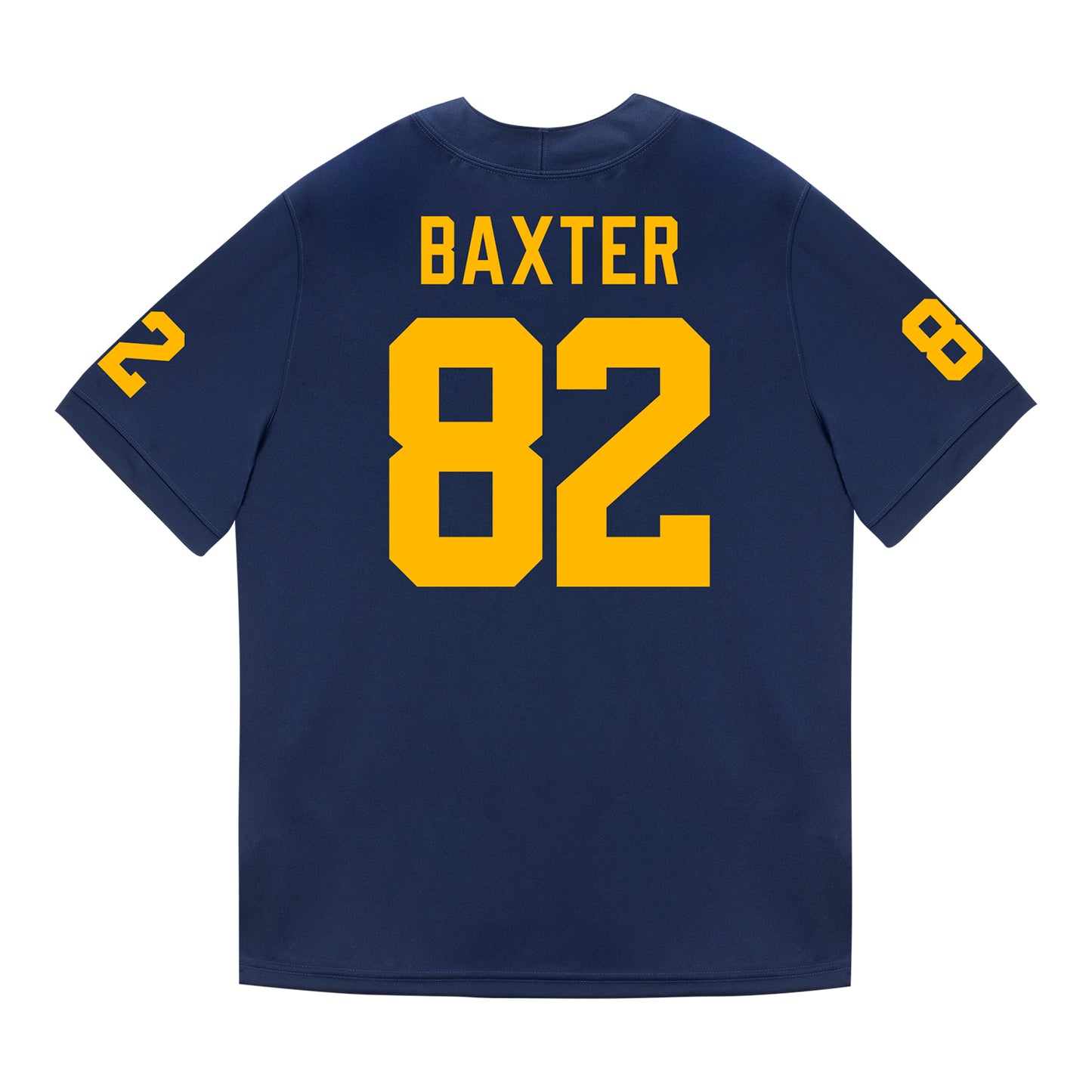 Michigan Wolverines #82 Devon Baxter Student Athlete Blue Football Jersey - Back View