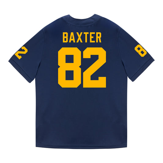 Michigan Wolverines #82 Devon Baxter Student Athlete Blue Football Jersey - Back View