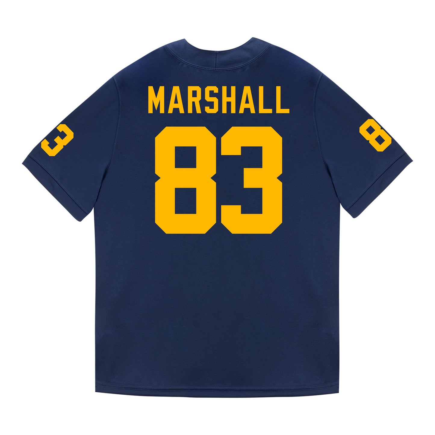 Michigan Wolverines #83 Zack Marshall Student Athlete Blue Football Jersey - Back View