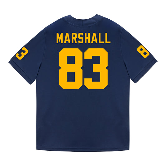 Michigan Wolverines #83 Zack Marshall Student Athlete Blue Football Jersey - Back View